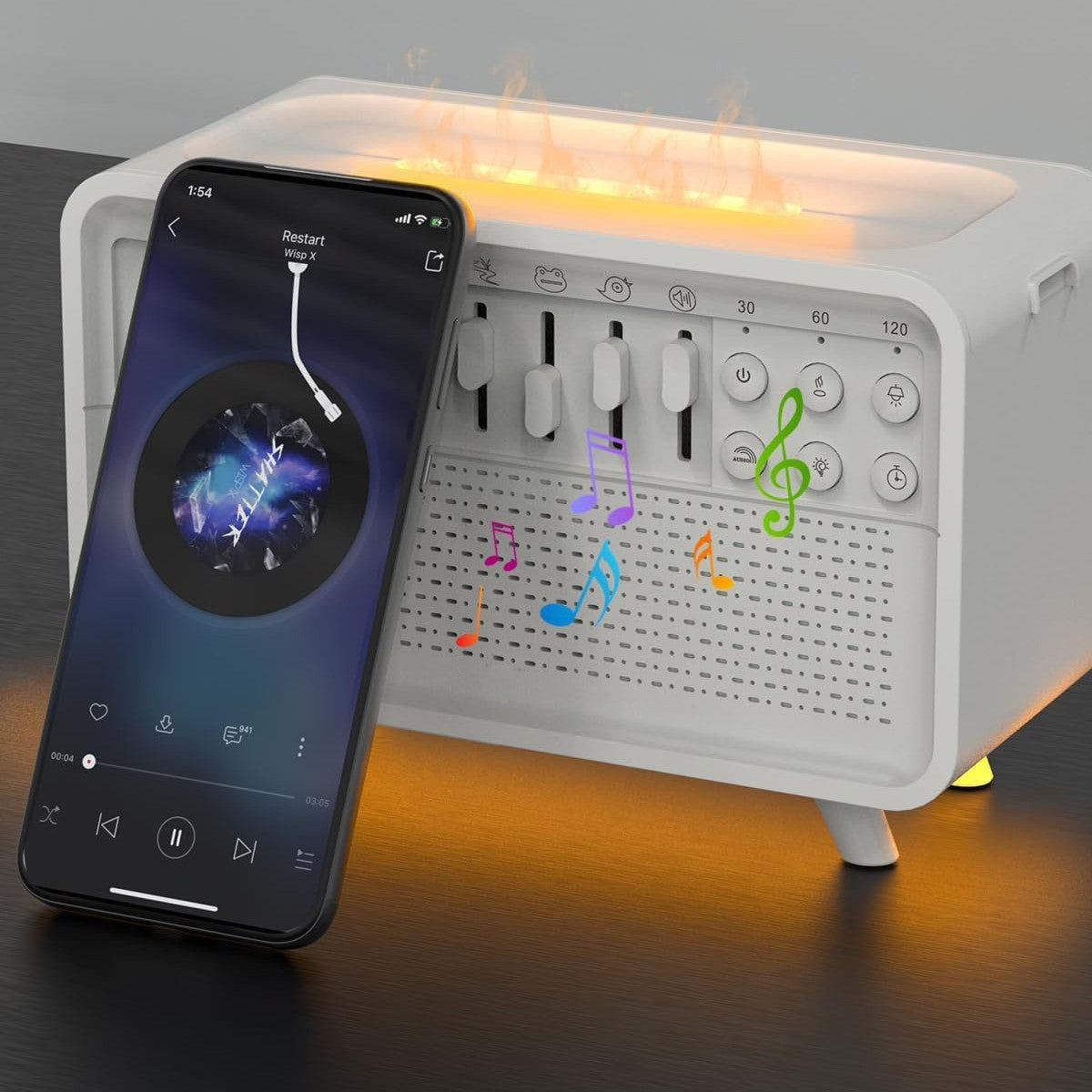All In One Bluetooth Speaker, White Noise, Night Light & Humidifier